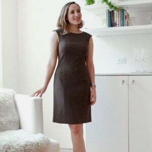 MM Lafleur Giovanna Sleeveless Lined Brown Sheath Pencil Dress Size 8